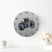 Grande Horloge Ronde Chopper à look métal brossé (Maison)