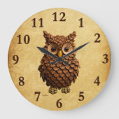 Grande Horloge Ronde Chouette du cône de pin (Recto)