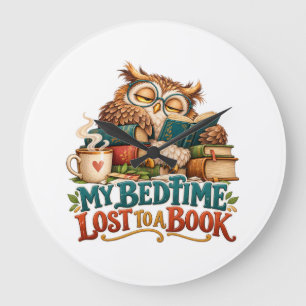 Grande Horloge Ronde Chouette Lectrice Endormie – Humour pour Amoureux