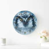 Grande Horloge Ronde Chouette neigeuse grands yeux (Maison)