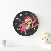 Grande Horloge Ronde Chouette rouge douce (Maison)