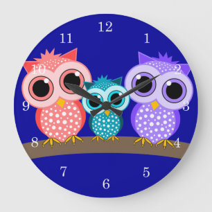 Grande Horloge Ronde chouettes chouettes