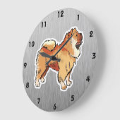 Grande Horloge Ronde Chow Chow ; aspect métallique (Angle)