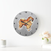 Grande Horloge Ronde Chow Chow ; aspect métallique (Maison)