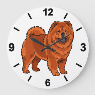 Grande Horloge Ronde Chow Chow Dog Wall Clock Fluffy Pet Decor