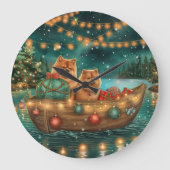 Grande Horloge Ronde Chow Chow Noël Festive Voyage (Recto)