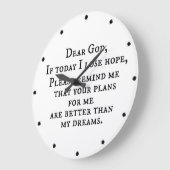 Grande Horloge Ronde Christian Quote, source d'inspiration : Dear God (Angle)