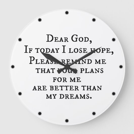 Grande Horloge Ronde Christian Quote, source d'inspiration : Dear God (Recto)
