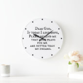Grande Horloge Ronde Christian Quote, source d'inspiration : Dear God (Maison)