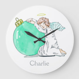 Grande Horloge Ronde Christmas Angel custom name wall clocks