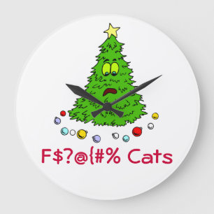 Grande Horloge Ronde Christmas Cat Theme Gift Ideas Feline Kitten Joke