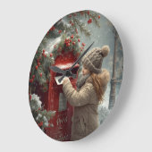 Grande Horloge Ronde Christmas mailbox  charming festive winter decor (Angle)