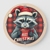 Grande Horloge Ronde Christmas Raccoon Cocoa Cheer (Recto)