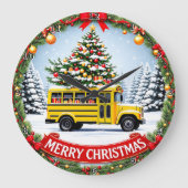 Grande Horloge Ronde Christmas School Bus Winter (Recto)