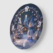 Grande Horloge Ronde Christmas Snowman (Angle)