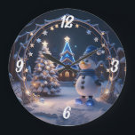 Grande Horloge Ronde Christmas Snowman<br><div class="desc">Noël Snowman Grande horloge Il est temps de montrer votre art préféré, des photos, et du texte avec une horloge murale personnalisée de Zazzle. Disponible en deux tailles, cette horloge est imprimée en utilisant le processus AcryliPrint®HD afin d'obtenir une qualité d'impression irréprochable. Cette horloge ronde est une idée cadeau originale...</div>
