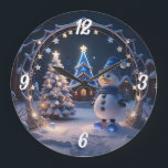 Grande Horloge Ronde Christmas Snowman<br><div class="desc">Noël Snowman Grande horloge Il est temps de montrer votre art préféré, des photos, et du texte avec une horloge murale personnalisée de Zazzle. Disponible en deux tailles, cette horloge est imprimée en utilisant le processus AcryliPrint®HD afin d'obtenir une qualité d'impression irréprochable. Cette horloge ronde est une idée cadeau originale...</div>