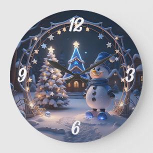 Grande Horloge Ronde Christmas Snowman