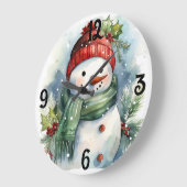 Grande Horloge Ronde Christmas Snowman (Angle)