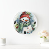 Grande Horloge Ronde Christmas Snowman (Maison)
