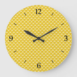 Grande Horloge Ronde Chrome jaune, émail, grille clouée