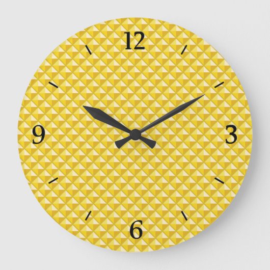 Grande Horloge Ronde Chrome jaune, look émail, grille cloutée (Recto)