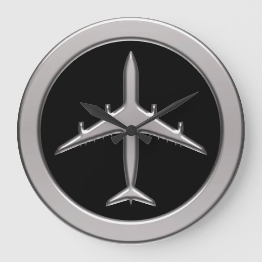 Grande Horloge Ronde Chrome Jet Airplane (Recto)