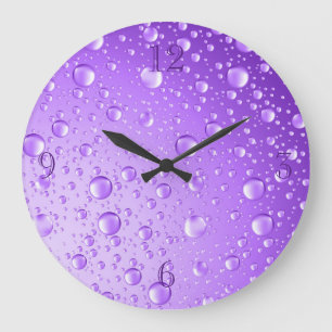 Grande Horloge Ronde Chute de pluie violette métallique