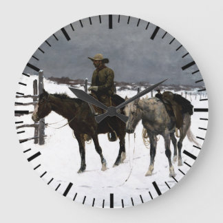 Grande Horloge Ronde Chute du cow-boy Frederic Remington 1895 Western