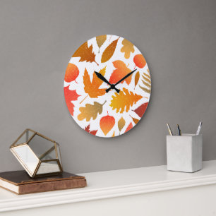 Grande Horloge Ronde Chute pour l'automne - Motif feutre douillet