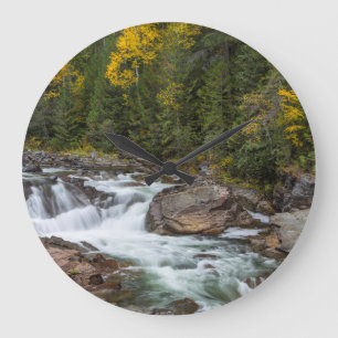 Grande Horloge Ronde Chutes De Yaak À L'Automne Dans Le Kootenai Natio
