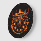 Grande Horloge Ronde Cible de fléchettes Feu Taureau Taureau Design spé (Angle)