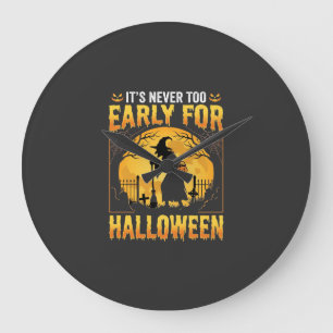 Grande Horloge Ronde Cimetière de sorcière d'Halloween ancien design vi