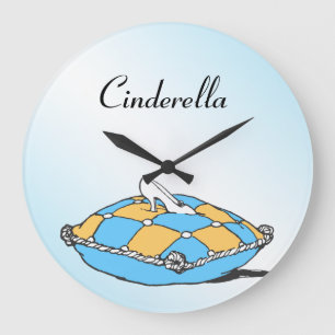 Grande Horloge Ronde Cinderella Slipper Coussin Turquoise Personnalisé