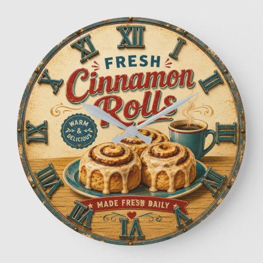 Grande Horloge Ronde Cinnamon Rolls Coffee & Bakery Rustic Baking Gift (Recto)