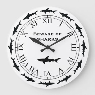 Grande Horloge Ronde Circling SHARKS - Beware of Sharks Fishing Boat