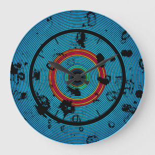 Grande Horloge Ronde Circulaire Blue Abstract