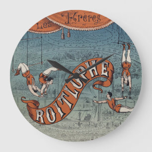 Grande Horloge Ronde Cirque Victorien d'époque