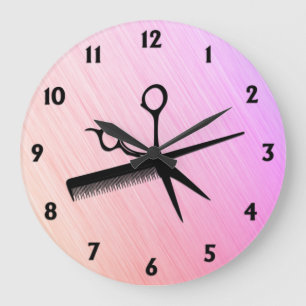 Grande Horloge Ronde Ciseau et peigne rose