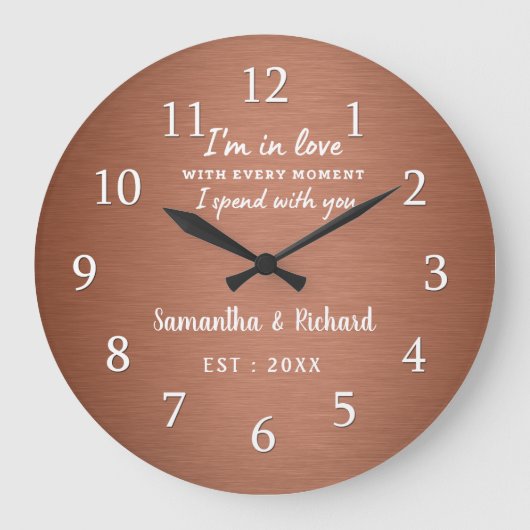 Grande Horloge Ronde Citation d'amour personnalisée Mariage de cuivre A (Recto)