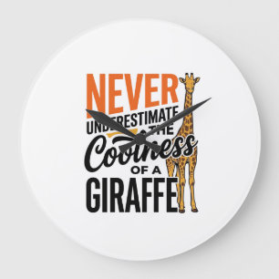 Grande Horloge Ronde Citation de girafe drôle design vintage vecteur T-