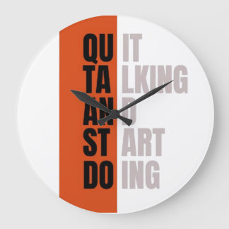 Grande Horloge Ronde Citation Motivationnelle "Arrêtez de Parler et Com