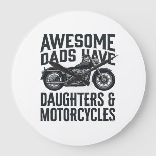 Grande Horloge Ronde Citation Papa Fille Moto Vintage Vector Desi