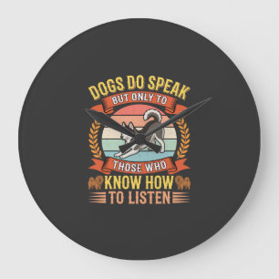Grande Horloge Ronde Citation vintage d'amant de chien Les chiens parle