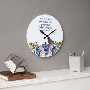Grande Horloge Ronde Citations sur les roses de chou et le bonheur du m