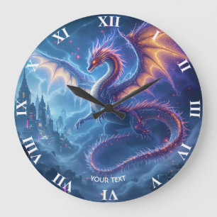 Grande Horloge Ronde Cité fantastique du dragon bleu mignon