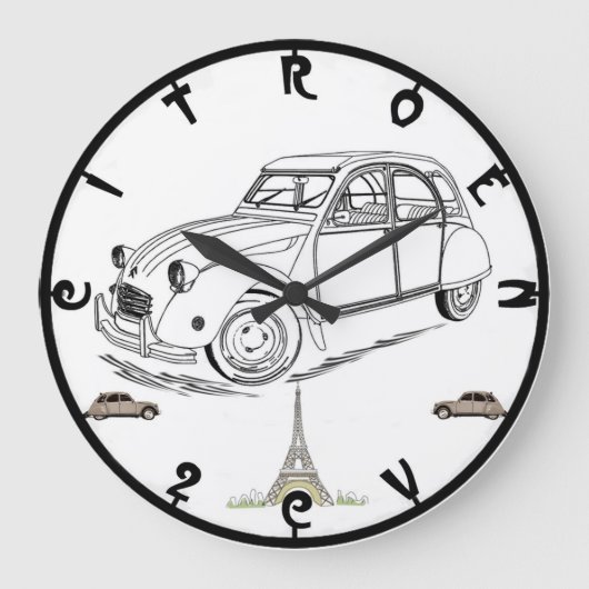 Grande Horloge Ronde Citroen 2CV Image Wall Clock (Recto)