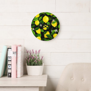 Grande Horloge Ronde Citron Aquarelle 2
