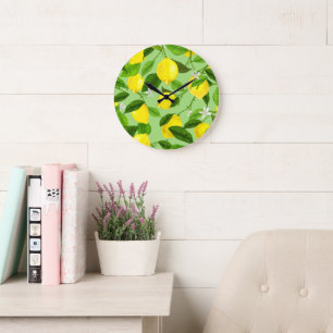 Grande Horloge Ronde Citron Aquarelle 3