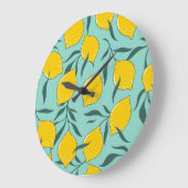 Grande Horloge Ronde Citron Art Mode Abstrait sans couture (Angle)